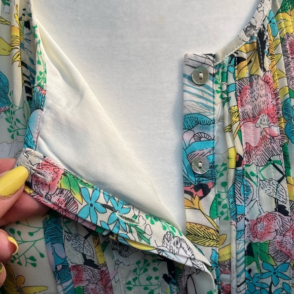 EUC DR2 WATERCOLOR FLORAL CHIFFON DRESS - Picture 4 of 9